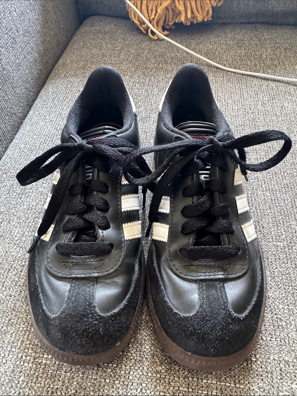 adidas Kids Black with White Stripe Soccer Sneakers